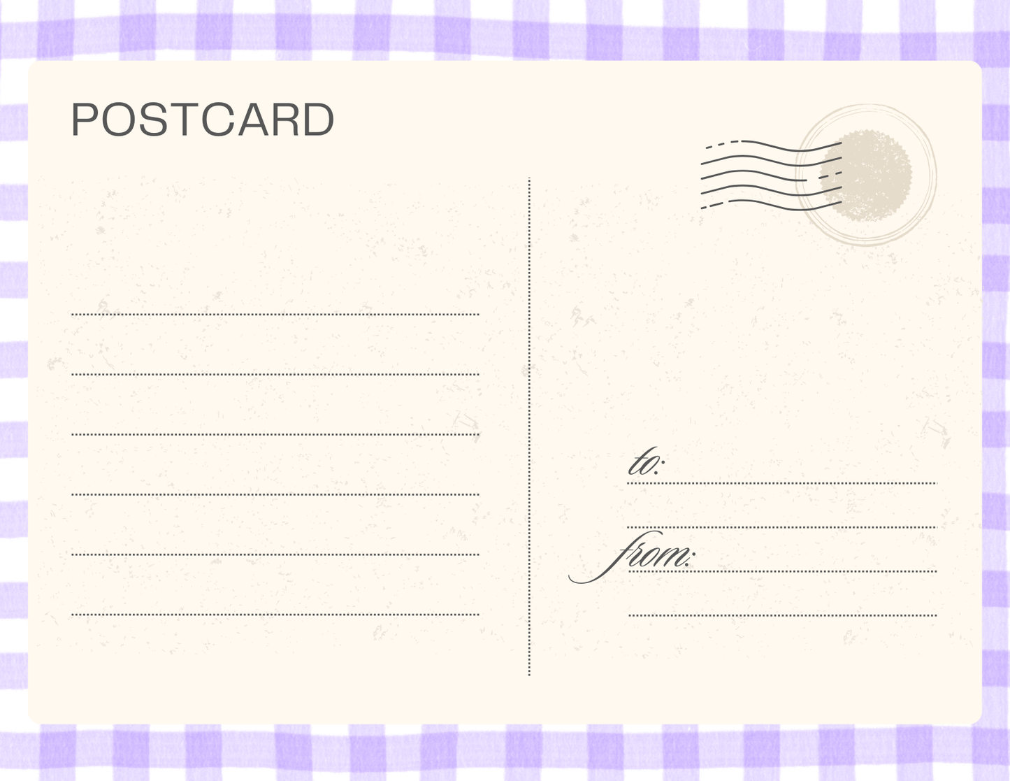 Postcard - Gingham, With Love