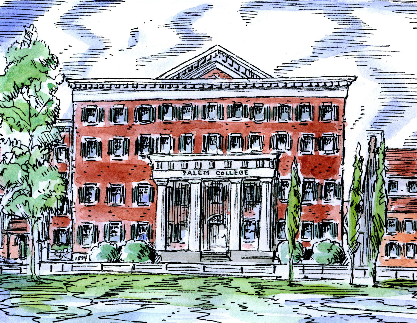 Postcard - Watercolor Main Hall by John Hutton