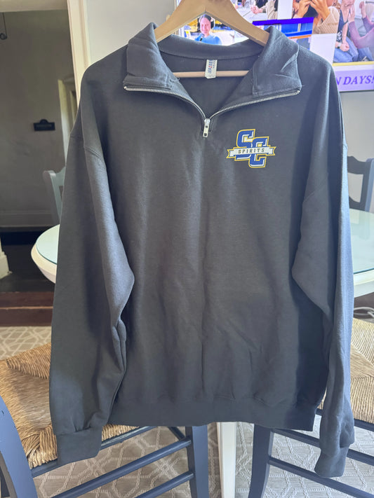 Crewneck-Quarter Zip with Large Back Print