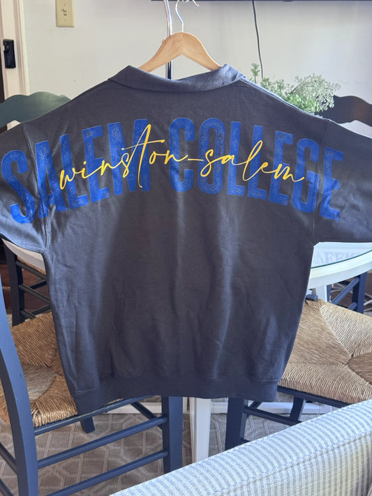 Crewneck-Quarter Zip with Large Back Print
